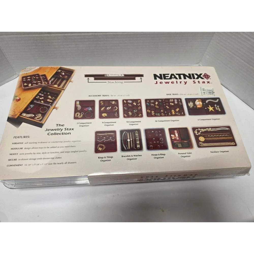 Neatnix Stax 36-compartment jewelry organizer tray in burgundy Modular Design
